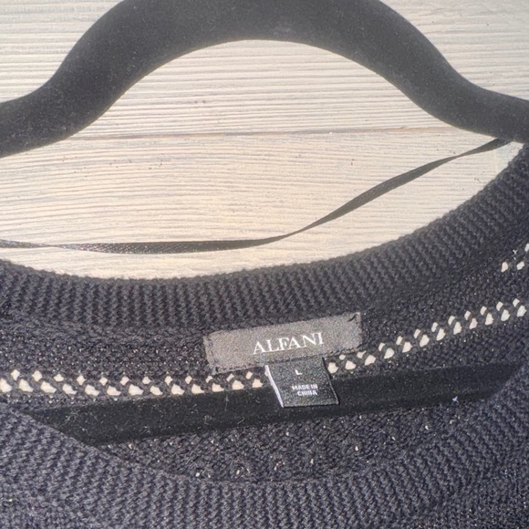 Alfani Black Ribbed Muscle Tee - Picture 4 of 9